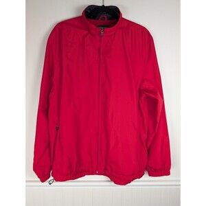 Lands End Women’s Size Medium Red Full Zip Pockets Long Sleeve Rain Jacket